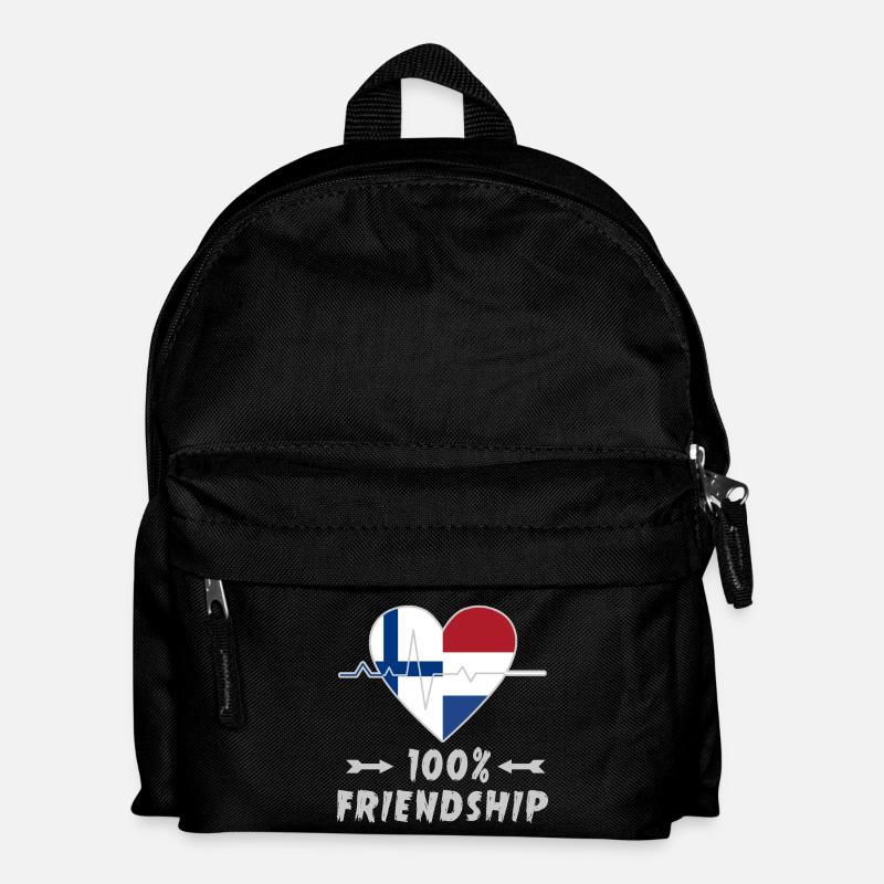 Finnland und Niederlande 100% Freundschaft - Kinder Rucksack - Schwarz