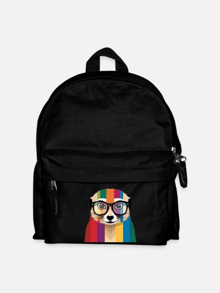 Erdmännchen Brille Bunt Cool - Kinder Rucksack - Schwarz
