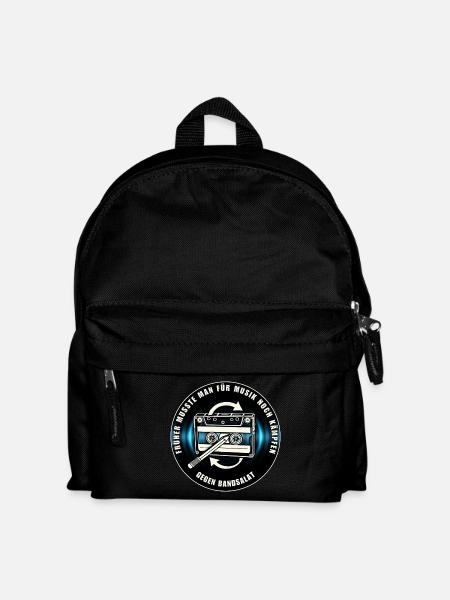 Retro Music Design Fighting Against Cassette Tape Salad - Kids' Backpack - black