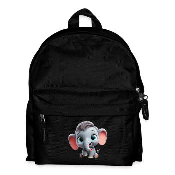 Pixar-Style Cartoon Elephant - Kinder Rucksack - Schwarz - Vorne