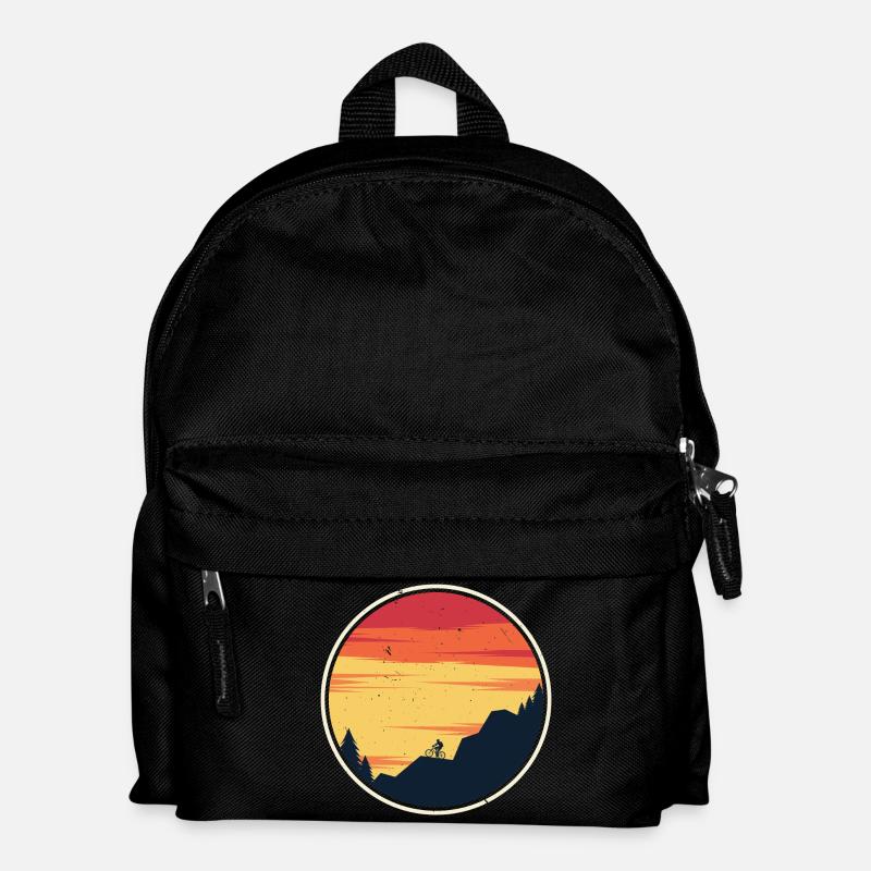 Sunset Mountain Bike Trail Emblem - Kids' Backpack - black
