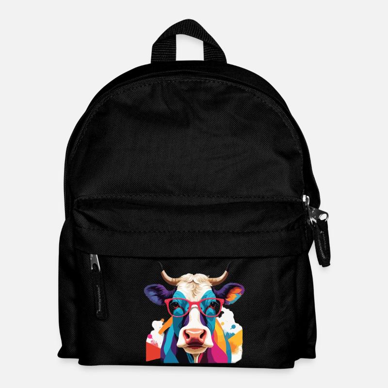 Cow Cool mit Brille Cool - Kinder Rucksack - Schwarz
