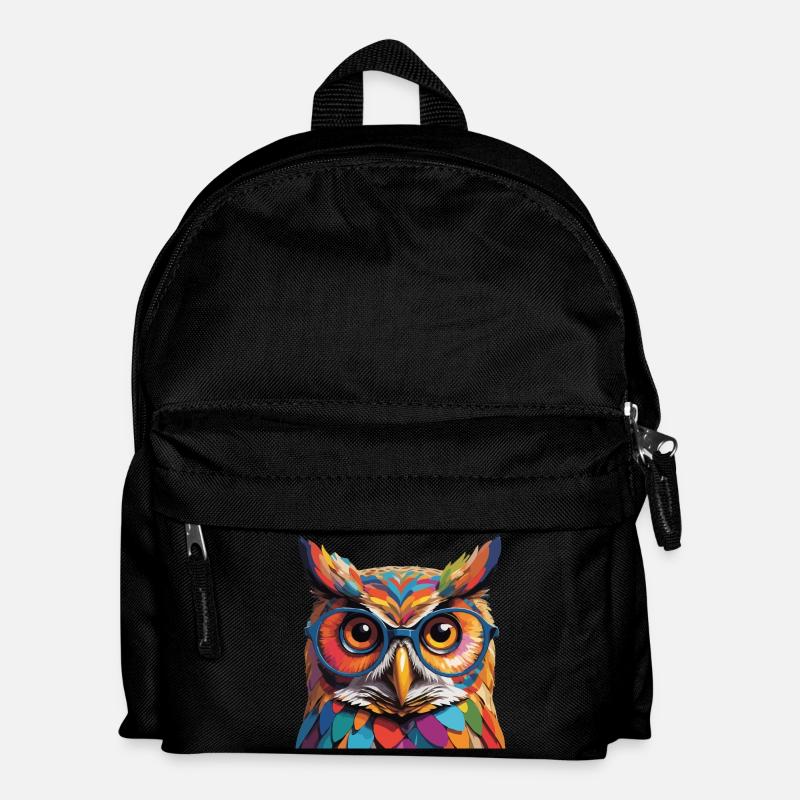 Eule Cool mit Brille Colored Tough - Kinder Rucksack - Schwarz