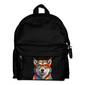 Wolf Cool mit Brille Bunt - Kinder Rucksack - Schwarz - Vorne