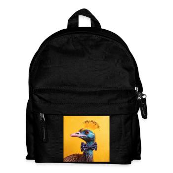 Blauer Vogel mit Fliege - Kinder Rucksack - Schwarz - Vorne