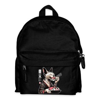 Eine glückliche Sphynx Katze, die im Kimono Sushi - Kinder Rucksack - Schwarz - Vorne
