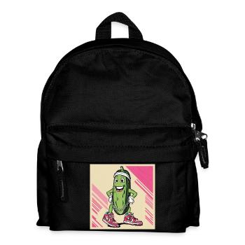 Humorvoller Gurkencharakter mit Streetwear - Kinder Rucksack - Schwarz - Vorne
