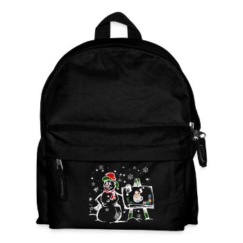 Snowman with Christmas window motif - Kids' Backpack - black - Front