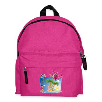 Sonne, Insel, Flugzeug, Palmen, Heißluftballon - Kinder Rucksack - Fuchsia - Vorne