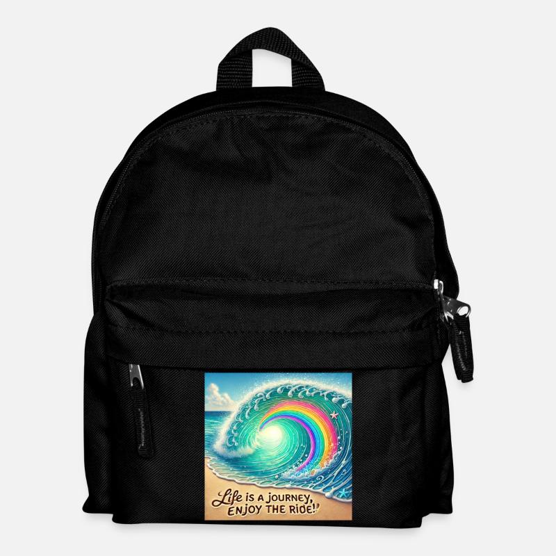 Wellenreise Regenbogenwirbel - Kinder Rucksack - Schwarz