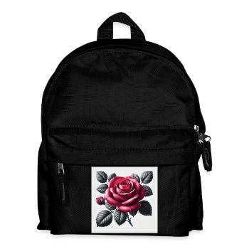 Rote Rose - Kinder Rucksack - Schwarz - Vorne