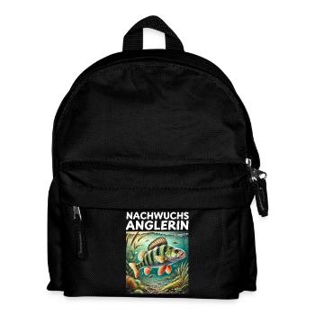 Nachwuchs Anglerin Barsch Angler Motiv - Kinder Rucksack - Schwarz - Vorne