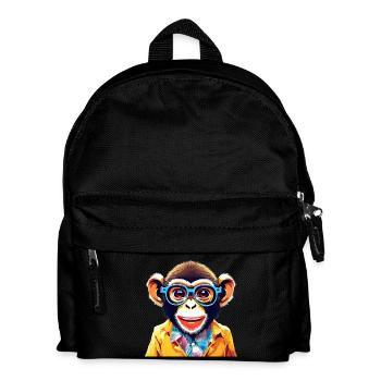 Vibrant Monkey with Retro Glasses - Kids' Backpack - black - Front