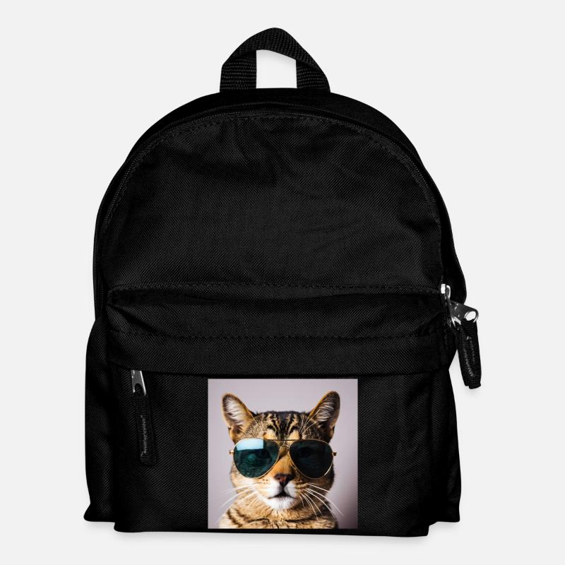 Cat with sunglasses - Kids' Backpack - black