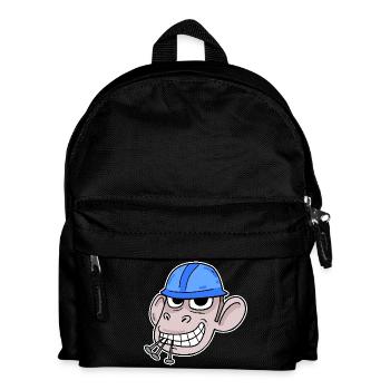 Affe Baustelle Bauarbeiter - Kinder Rucksack - Schwarz - Vorne