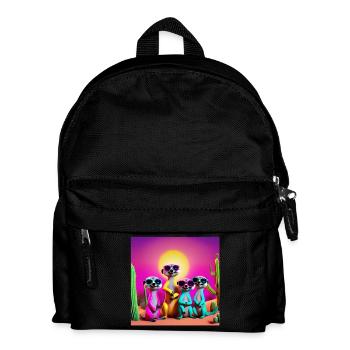 Meerkat, meerkat family, meerkat humor - Kids' Backpack - black - Front