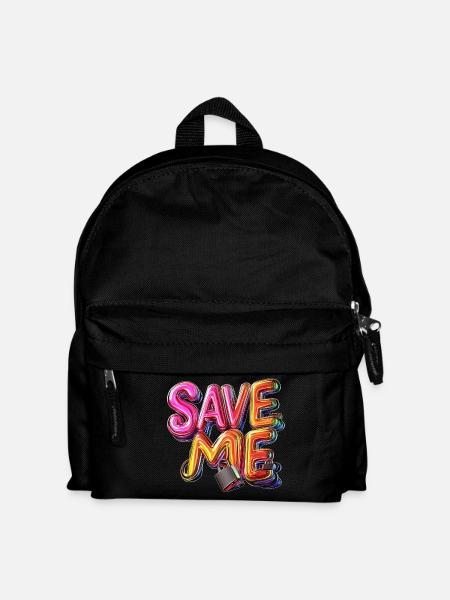 Stylischer 3D Schriftzug "SAVE ME" mit Schlössern - Kinder Rucksack - Schwarz