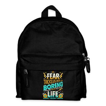 Angst hält uns zurück – Mutiges Statement - Kinder Rucksack - Schwarz - Vorne