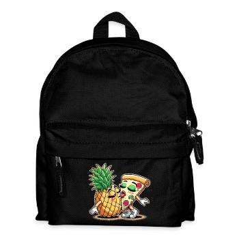 Pizza Hawaii Kuss Liebe Beziehung witzig Geschenk - Kinder Rucksack - Schwarz - Vorne
