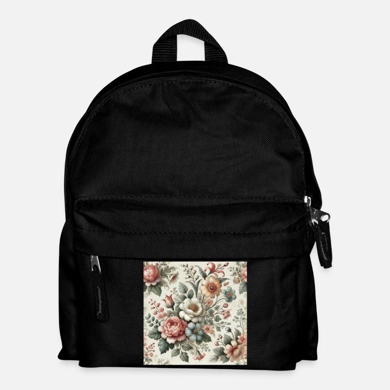 Vintager Blumengarten Ornament - Kinder Rucksack - Schwarz