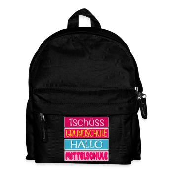 TSCHÜSS GRUNDSCHULE HALLO MITTELSCHULE - Kinder Rucksack - Schwarz - Vorne