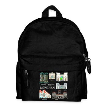 Munich, Dessin à la main, Bavière - Sac à dos Enfant - noir - Devant