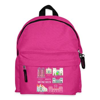 Munich, Dessin à la main, Bavière - Sac à dos Enfant - fuchsia - Devant