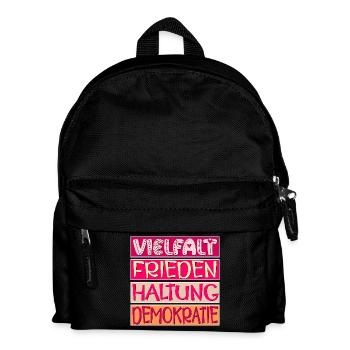 VIELFALT FRIEDEN HALTUNG DEMOKRATIE - Kinder Rucksack - Schwarz - Vorne