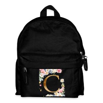 C Monogramme, Floral, Personnalisable - Sac à dos Enfant - noir - Devant