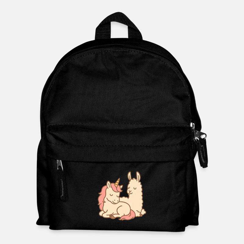 Schlafendes Einhorn und Lama - Kinder Rucksack - Schwarz