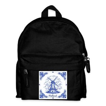 Tuile de moulin à vent bleu de Delft - Sac à dos Enfant - noir - Devant