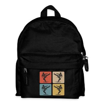 Karate Silhouette – Retro Style - Kinder Rucksack - Schwarz - Vorne