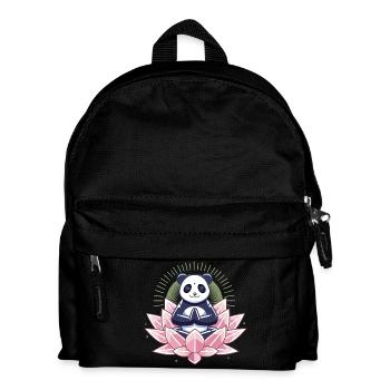 Meditierender Panda auf Lotusblüte - Kinder Rucksack - Schwarz - Vorne