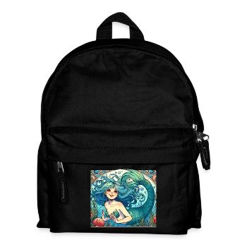 Sirène Sirène Cheveux Bleus Art Nouveau Cadeau - Sac à dos Enfant - noir - Devant