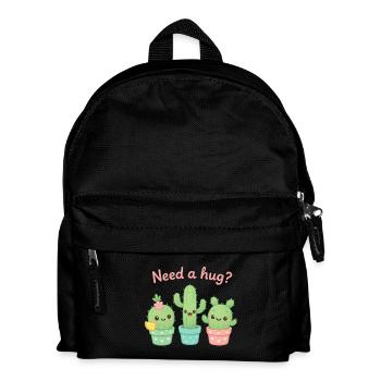 Niedliche Kakteen „Need a Hug?“ - Kinder Rucksack - Schwarz - Vorne