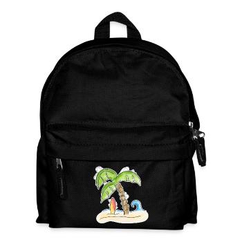Surfbrett unter Palme - Kinder Rucksack - Schwarz - Vorne