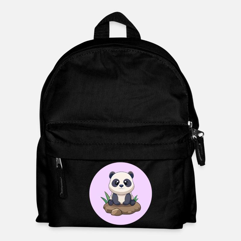 Bébé panda mignon assis sur un rocher (v03) - Sac à dos Enfant - noir