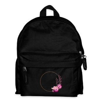 Goldrahmen mit pink-roten Blumen –edel & verspielt - Kinder Rucksack - Schwarz - Vorne