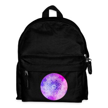 Yoga Mandala violett Aquarell Kreis Meditation om - Kinder Rucksack - Schwarz - Vorne