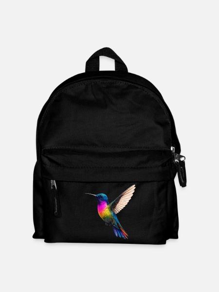 Vibrant Rainbow Hummingbird Design - Kids' Backpack - black