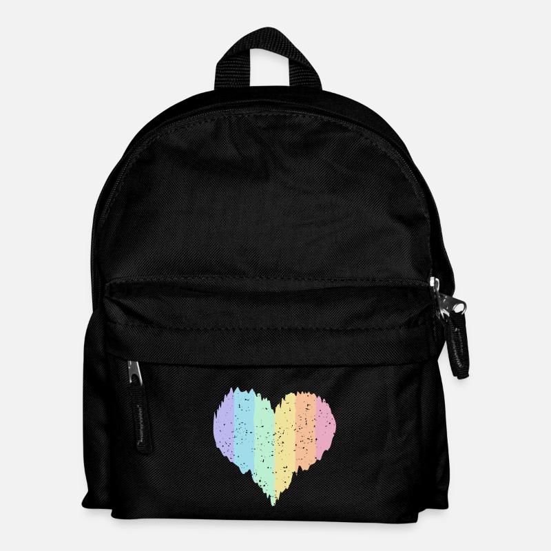 Regenbogen Herz Pastellfarben Pride Monat LGBTQ+ - Kinder Rucksack - Schwarz