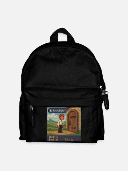 Talk to Door - Pixel Art Gaming - Kids' Backpack - black