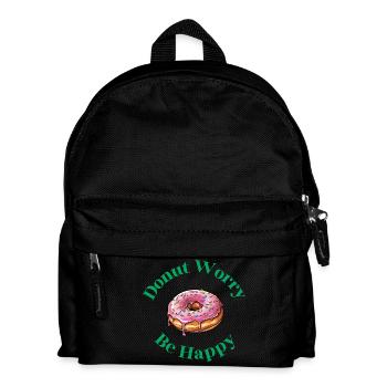 Donut Worry Be Happy - Funny Donut Saying - Kids' Backpack - black - Front