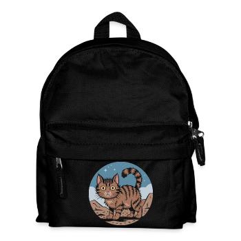 Niedliches Retro Katze Abenteuer Nachthimmel Geschenk - Kinder Rucksack - Schwarz - Vorne