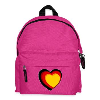 3D-Herz in Schwarz-Rot-Gold - Kinder Rucksack - Fuchsia - Vorne