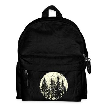 Night Forest Silhouette with Full Moon - Kids' Backpack - black - Front