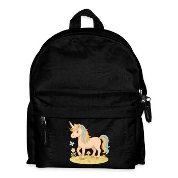 Colorful unicorn with flowers and butterfly - Kids' Backpack - black - Front