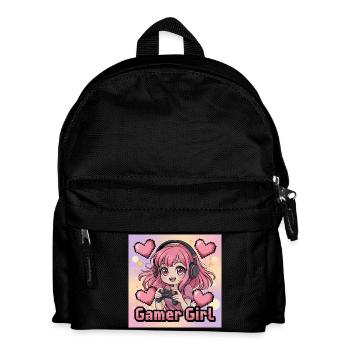 Pixel Art Gamer Girl Illustration - Kids' Backpack - black - Front