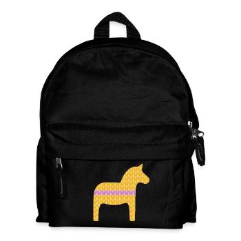 Dala Horse Knitting Pattern Horses Scandinavian Decoration - Kids' Backpack - black - Front