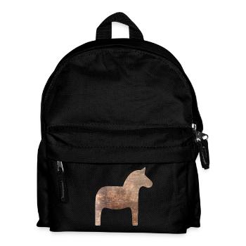 Dala Horse Wood Suède Traditionnel Scandinave - Sac à dos Enfant - noir - Devant